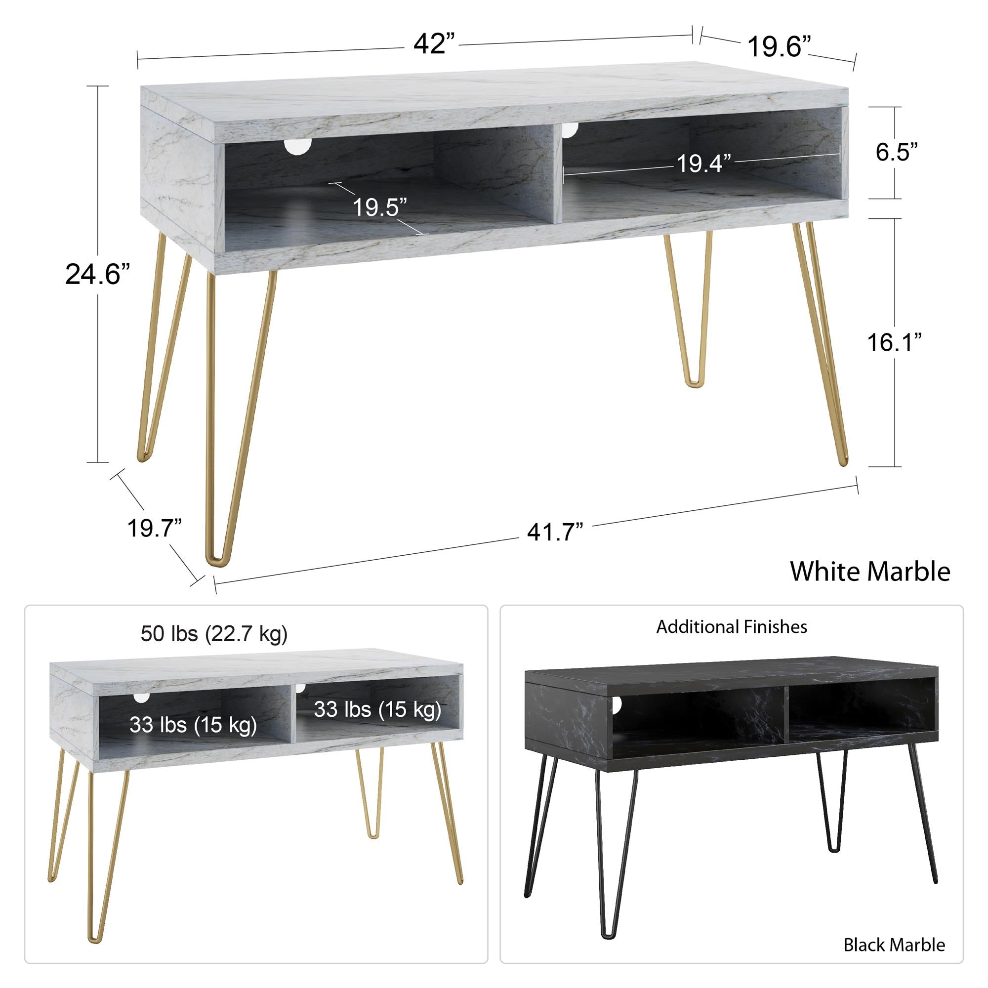 Novogratz Athena TV Stand for TVs up to 42" - Black Marble