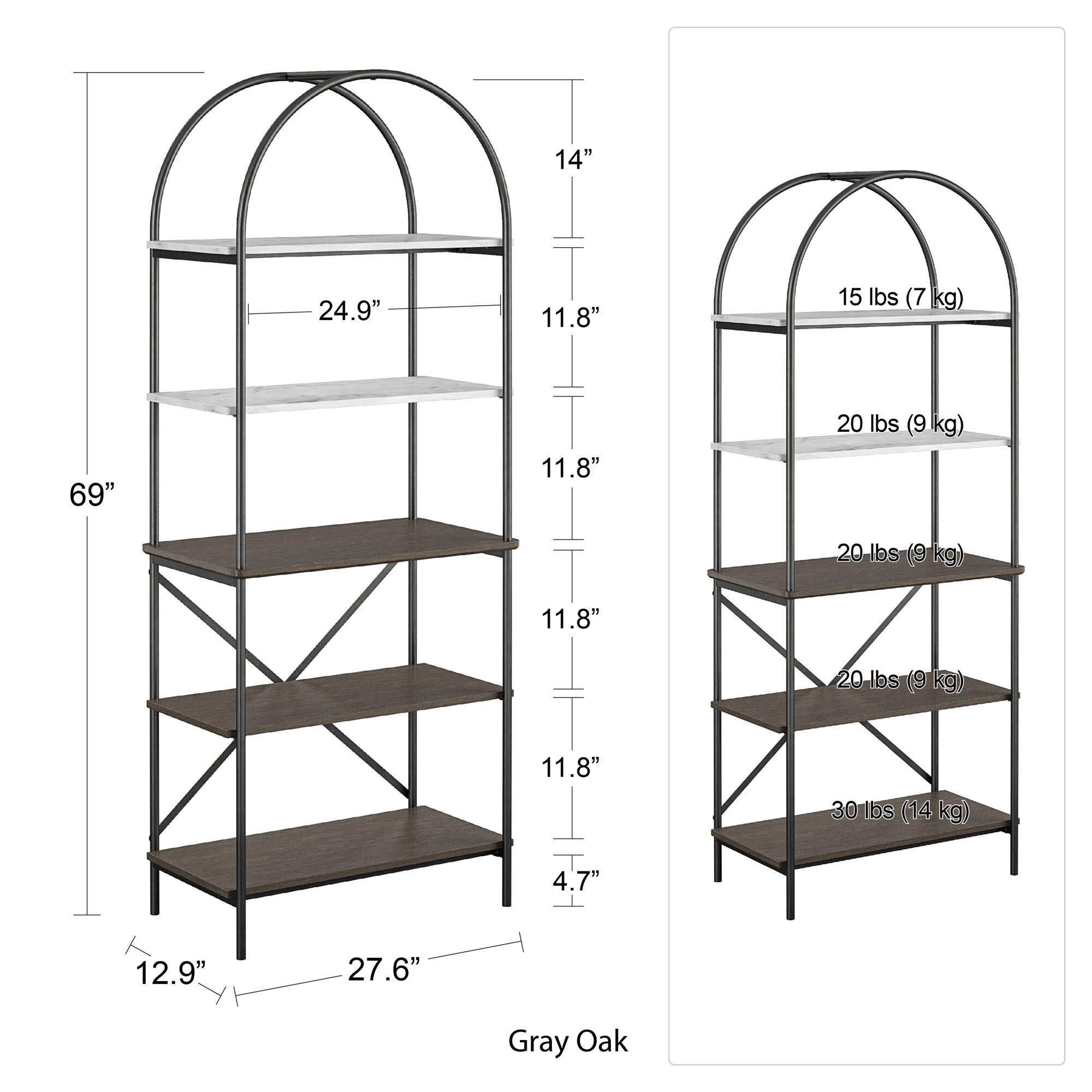 CosmoLiving Vivinne 5 Shelf Bookcase - Gray (Wood Grain)