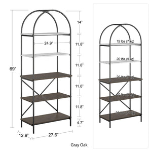 CosmoLiving Vivinne 5 Shelf Bookcase - Gray (Wood Grain)