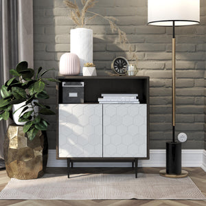 CosmoLiving Olivia Storage Cabinet - Gray (Wood Grain)