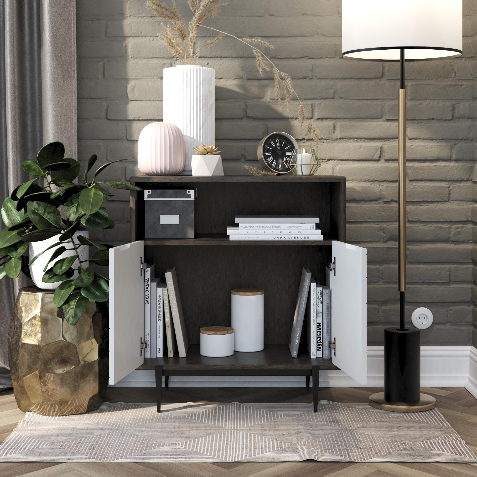 CosmoLiving Olivia Storage Cabinet - Gray (Wood Grain)