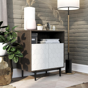 CosmoLiving Olivia Storage Cabinet - Gray (Wood Grain)