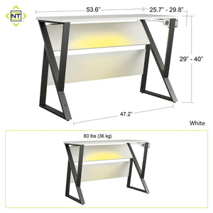 NTense Genesis Adjustable Gaming Desk - White