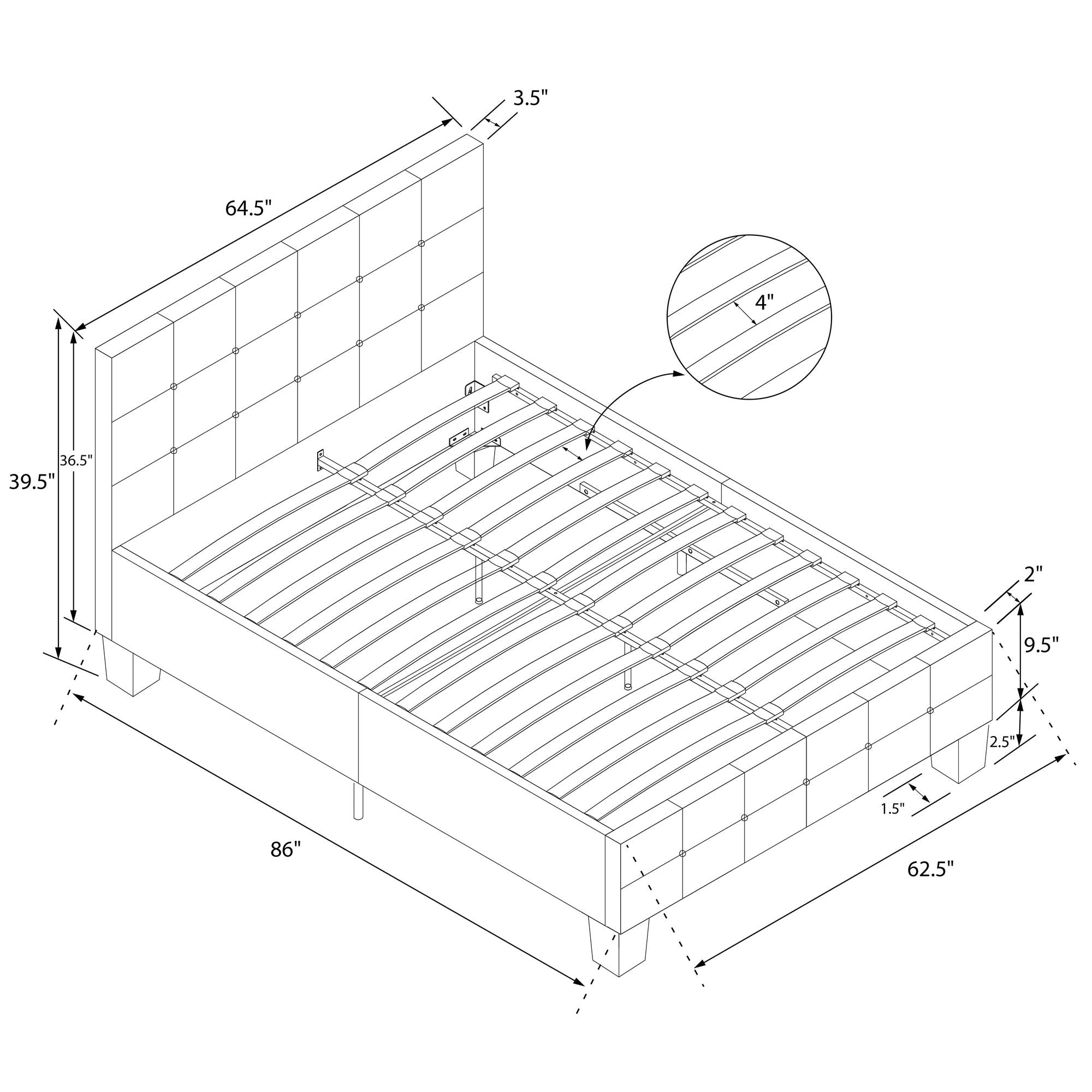 DHP Rose Upholstered Bed Frame - Blue Velvet - Queen