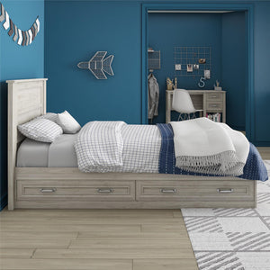 Sierra Ridge Levi Twin Bed with Storage, Light Walnut - Light Walnut - Twin