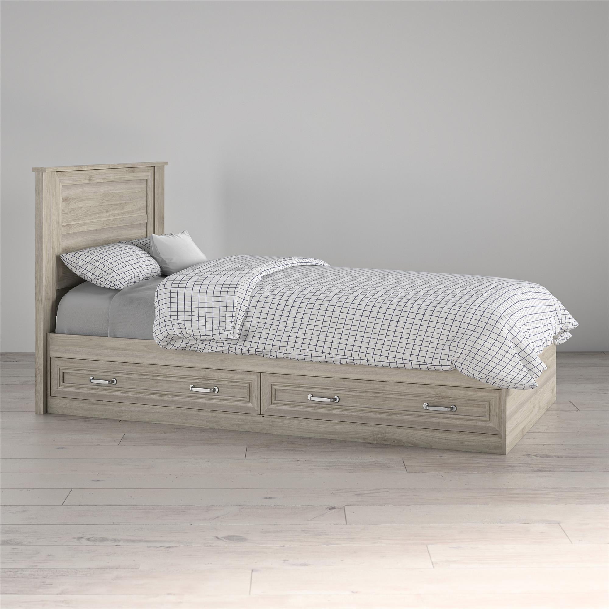 Sierra Ridge Levi Twin Bed with Storage, Light Walnut - Light Walnut - Twin