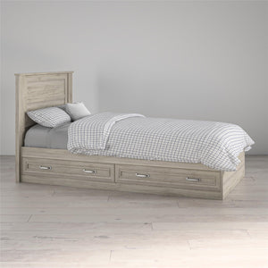 Sierra Ridge Levi Twin Bed with Storage, Light Walnut - Light Walnut - Twin