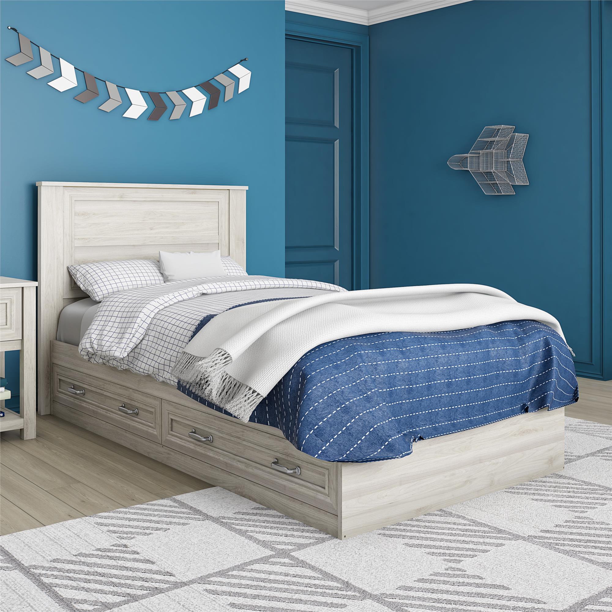 Sierra Ridge Levi Twin Bed with Storage, Light Walnut - Light Walnut - Twin