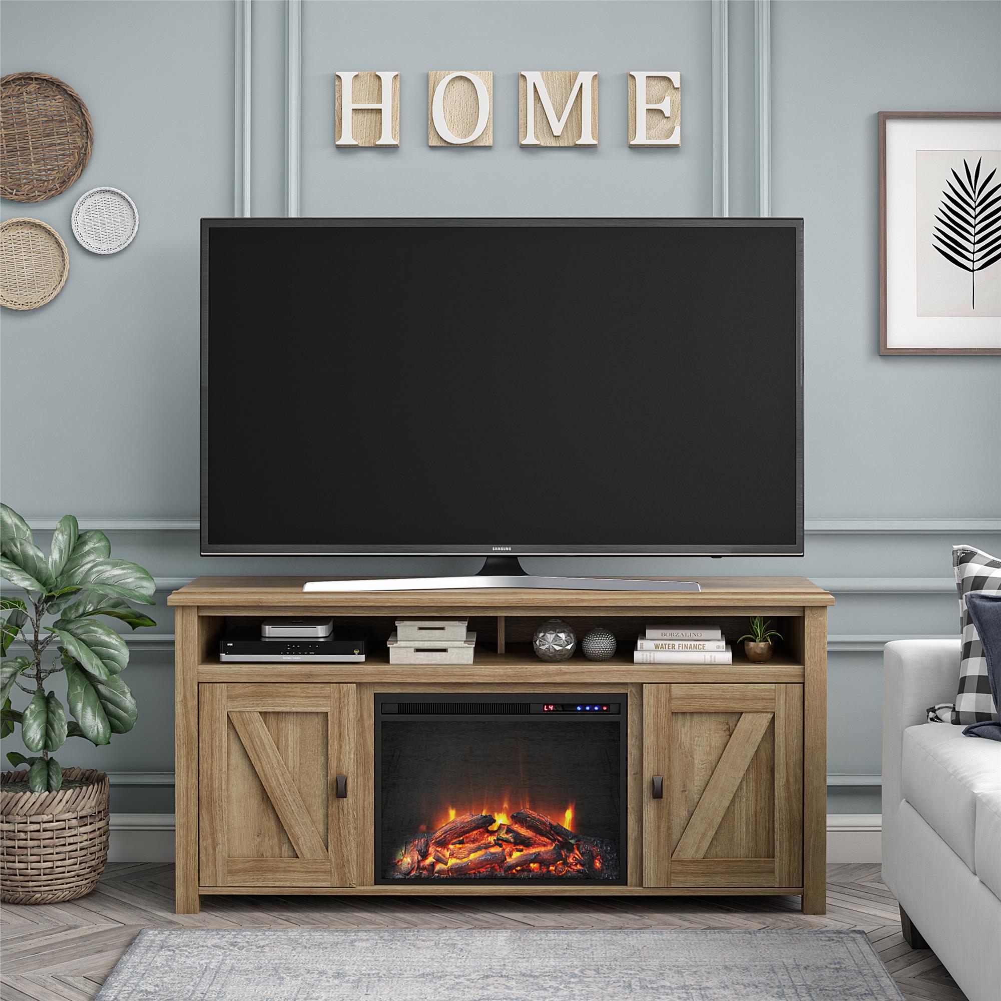 Ameriwood Home Farmington Electric Fireplace TV Console for TVs up to 60" - Natural