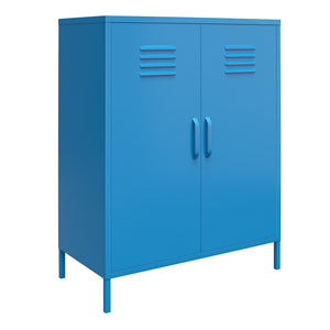 Novogratz Cache 2 Door Metal Locker Style Storage Accent Cabinet - Bright Blue