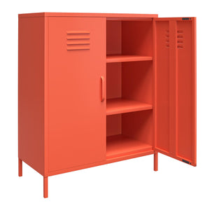 Novogratz Cache 2 Door Metal Locker Style Storage Accent Cabinet - Orange