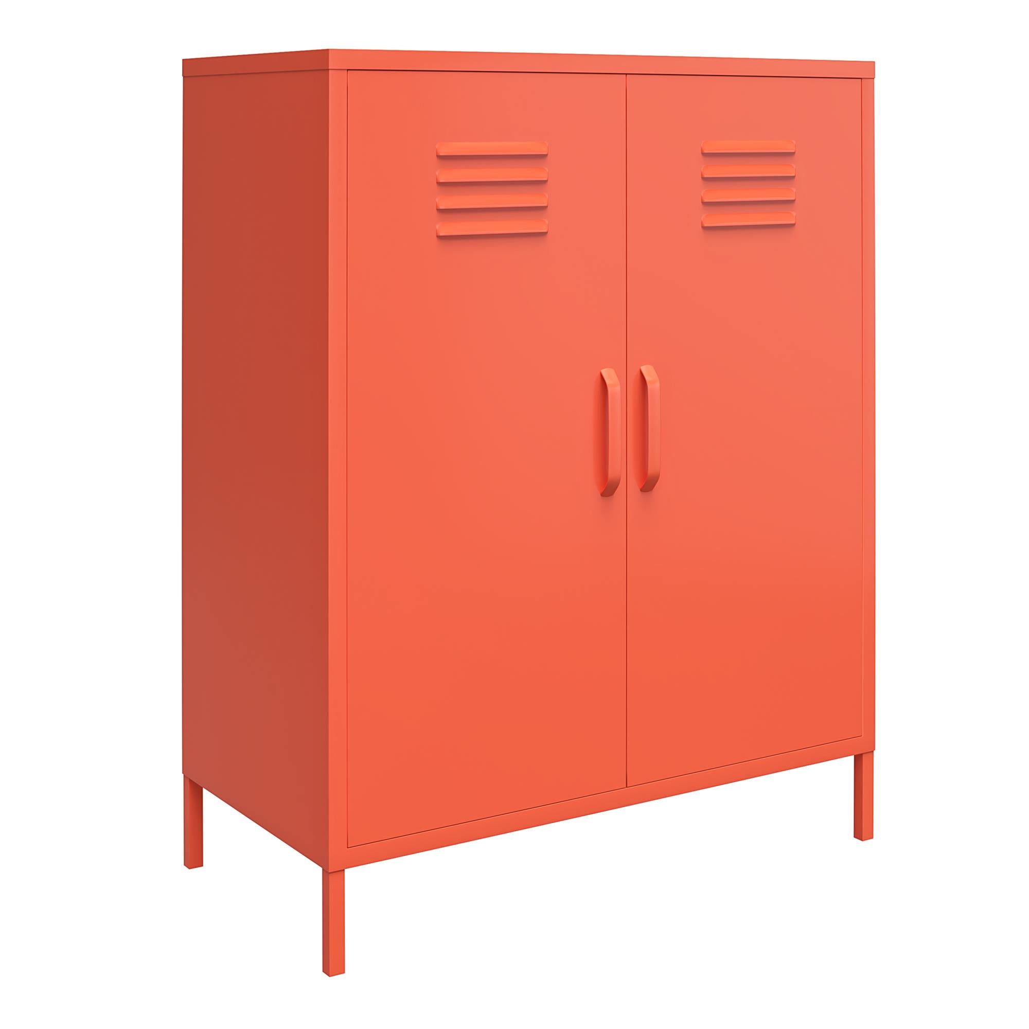 Novogratz Cache 2 Door Metal Locker Style Storage Accent Cabinet - Orange