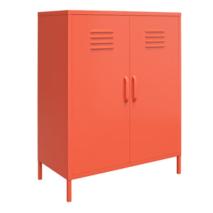 Novogratz Cache 2 Door Metal Locker Style Storage Accent Cabinet - Orange