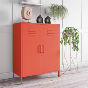 Novogratz Cache 2 Door Metal Locker Style Storage Accent Cabinet - Orange