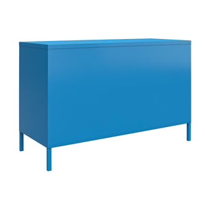 Novogratz Cache 2 Door Wide Metal Locker Accent Storage Cabinet - Bright Blue