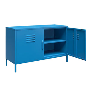 Novogratz Cache 2 Door Wide Metal Locker Accent Storage Cabinet - Bright Blue