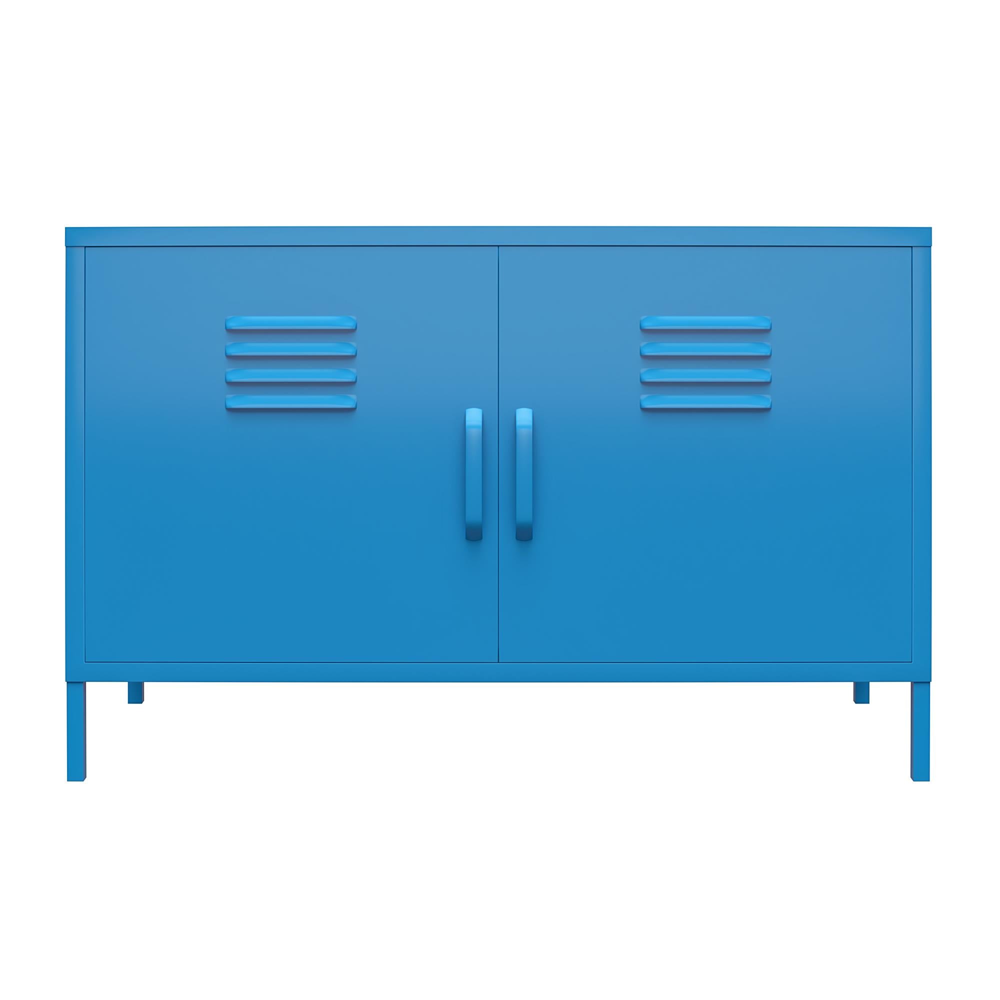 Novogratz Cache 2 Door Wide Metal Locker Accent Storage Cabinet - Bright Blue