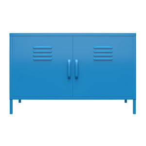 Novogratz Cache 2 Door Wide Metal Locker Accent Storage Cabinet - Bright Blue