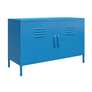 Novogratz Cache 2 Door Wide Metal Locker Accent Storage Cabinet - Bright Blue
