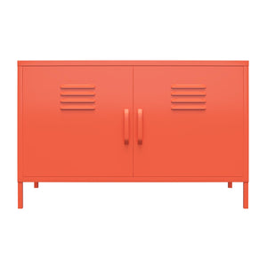 Novogratz Cache 2 Door Wide Metal Locker Accent Storage Cabinet - Orange