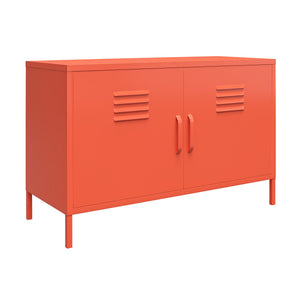 Novogratz Cache 2 Door Wide Metal Locker Accent Storage Cabinet - Orange