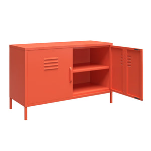 Novogratz Cache 2 Door Wide Metal Locker Accent Storage Cabinet - Orange