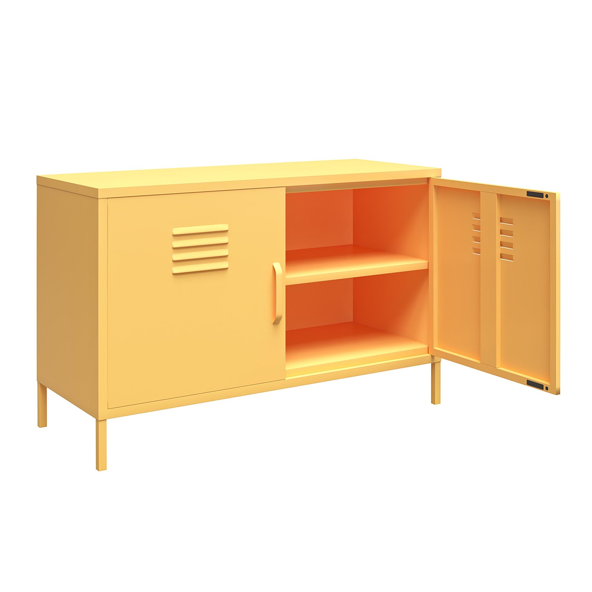 Novogratz Cache 2 Door Wide Metal Locker Accent Storage Cabinet - Yellow