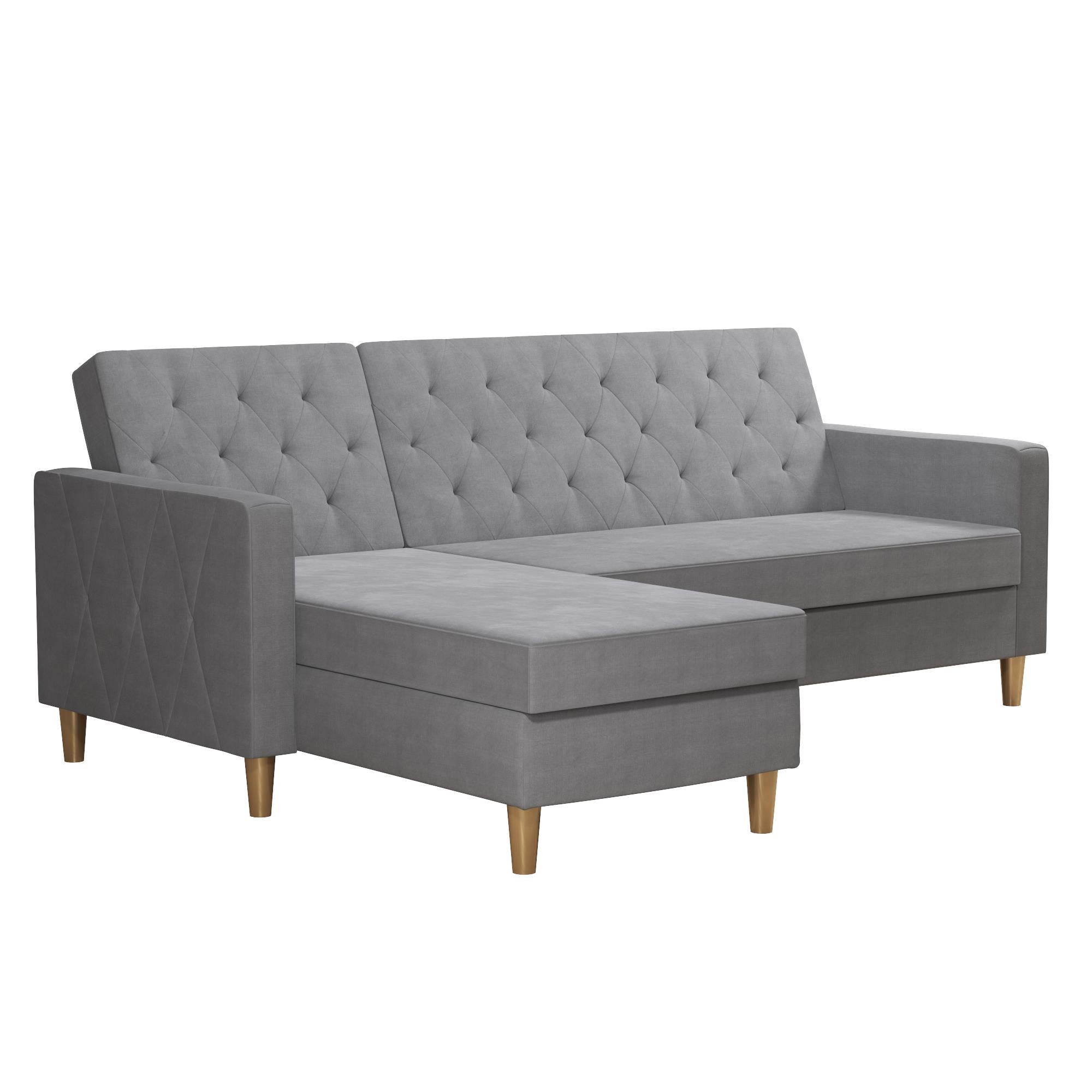 CosmoLiving Liberty Sectional Futon Sofa Bed with Storage - Light Gray