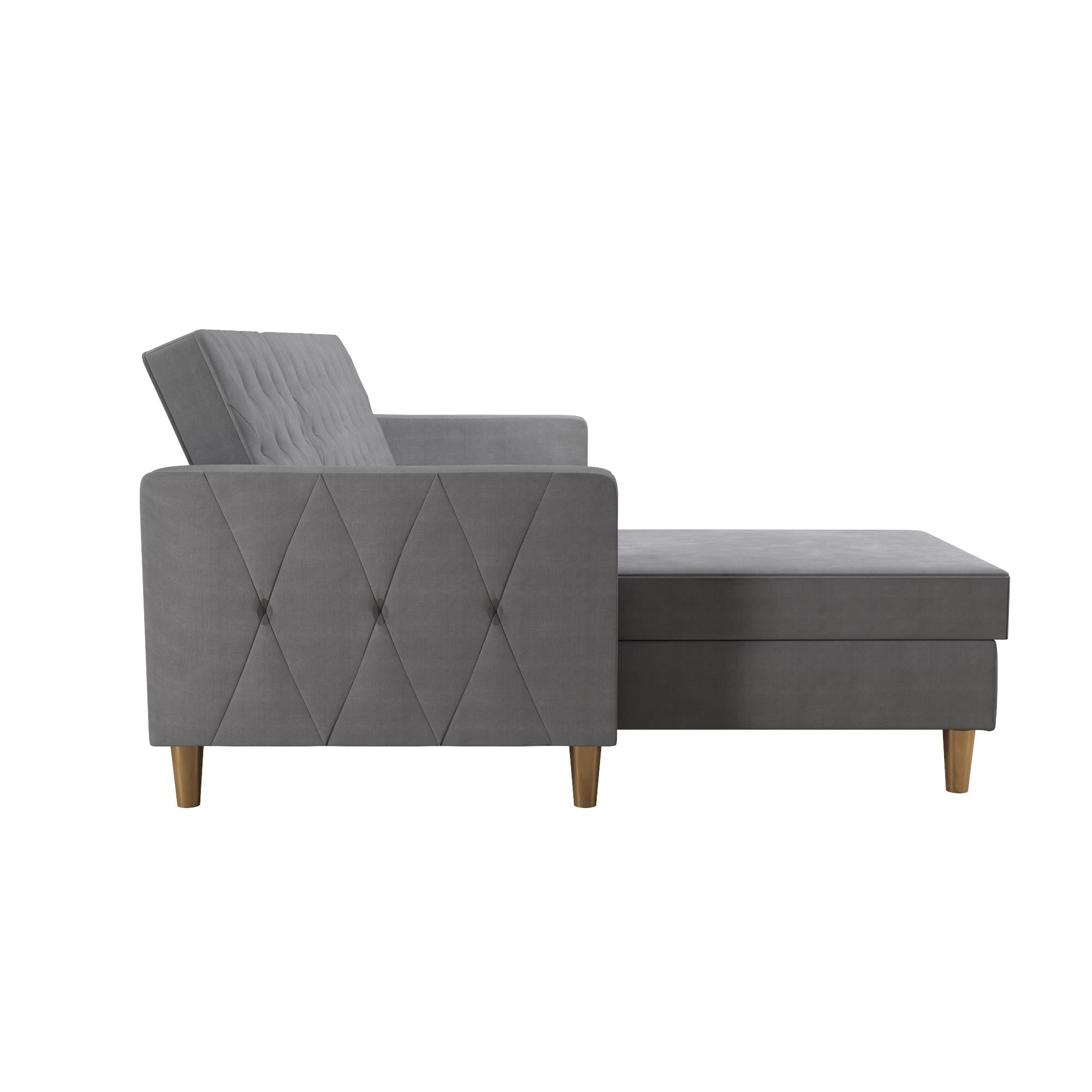 CosmoLiving Liberty Sectional Futon Sofa Bed with Storage - Light Gray