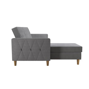 CosmoLiving Liberty Sectional Futon Sofa Bed with Storage - Light Gray