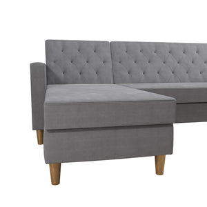 CosmoLiving Liberty Sectional Futon Sofa Bed with Storage - Light Gray