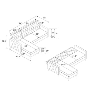 CosmoLiving Liberty Sectional Futon Sofa Bed with Storage - Light Gray