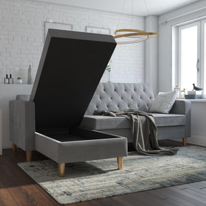 CosmoLiving Liberty Sectional Futon Sofa Bed with Storage - Light Gray