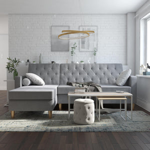 CosmoLiving Liberty Sectional Futon Sofa Bed with Storage - Light Gray