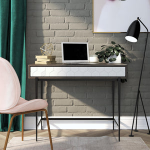 CosmoLiving Olivia Computer Desk - Gray (Wood Grain)