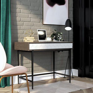 CosmoLiving Olivia Computer Desk - Gray (Wood Grain)