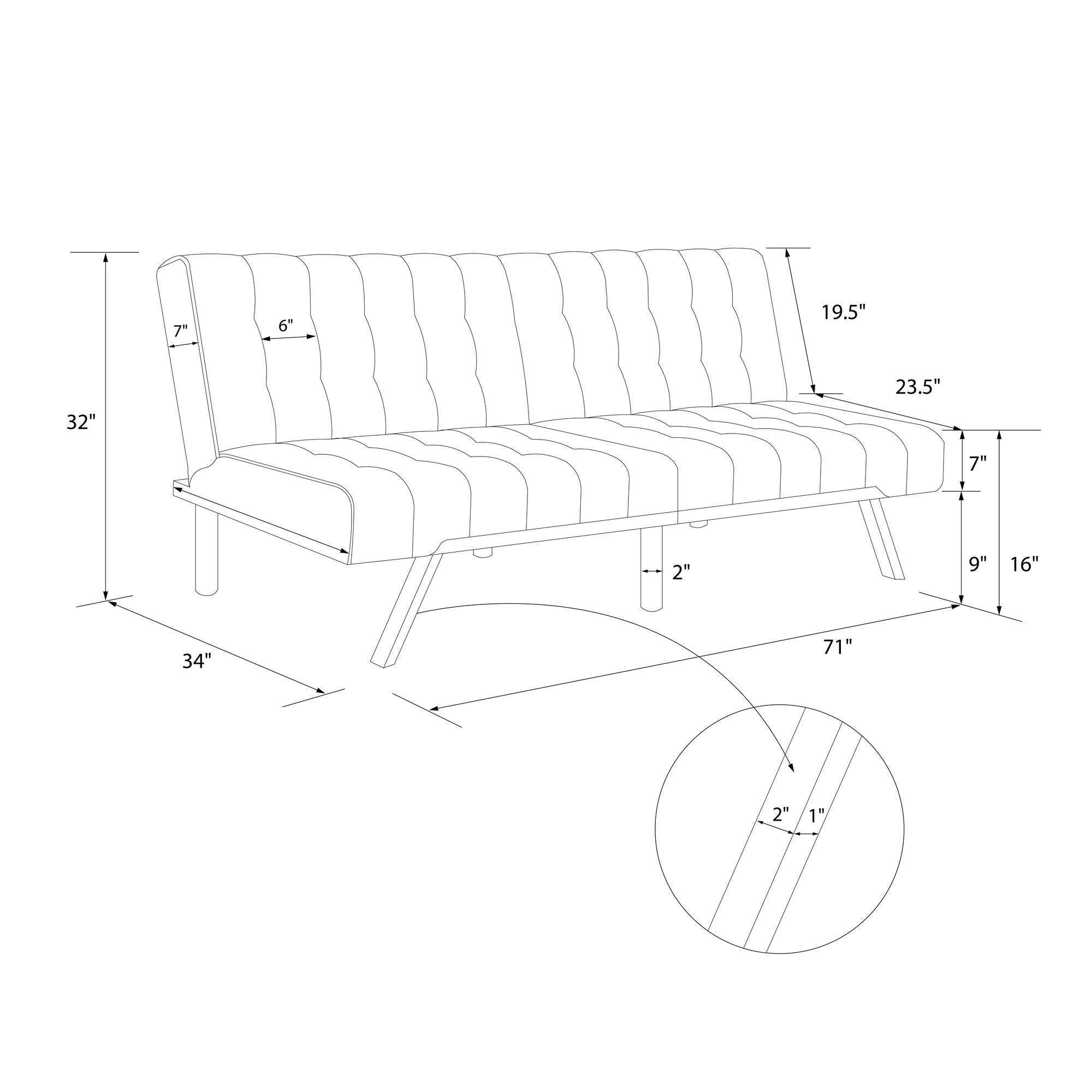 DHP Emily Armless Futon Sofa Bed - Green