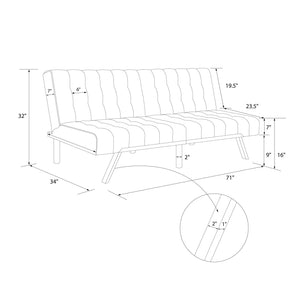 DHP Emily Armless Futon Sofa Bed - Green