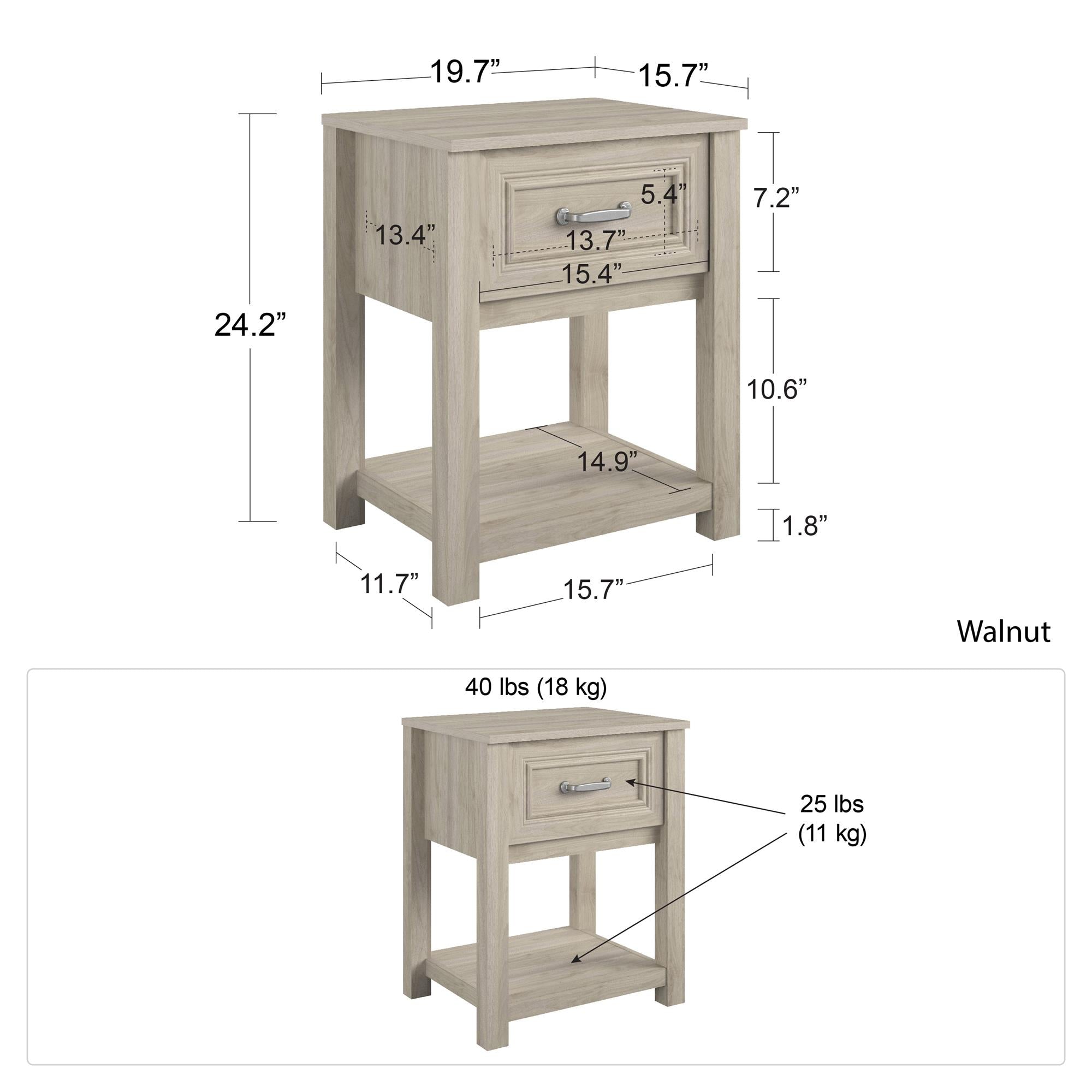 Sierra Ridge Levi Kids' Nightstand, Light Walnut - Light Walnut