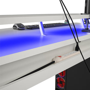 NTense Xtreme Gaming Desk with Riser - White
