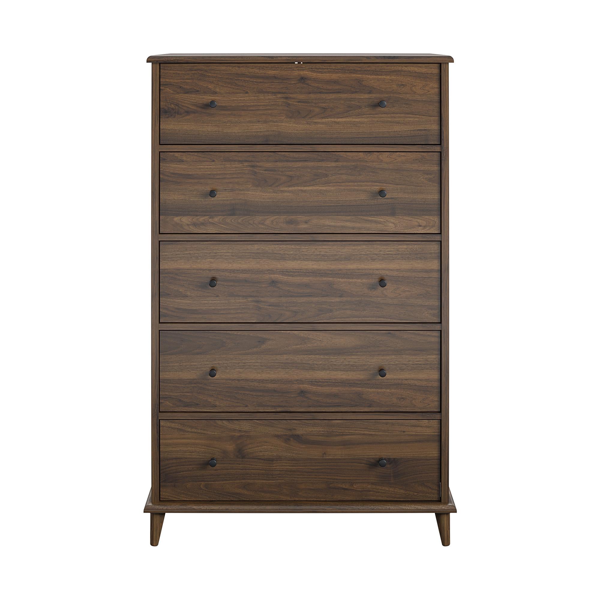 Ameriwood Home Farnsworth 5-Drawer Dresser - Florence Walnut - 5 Drawer