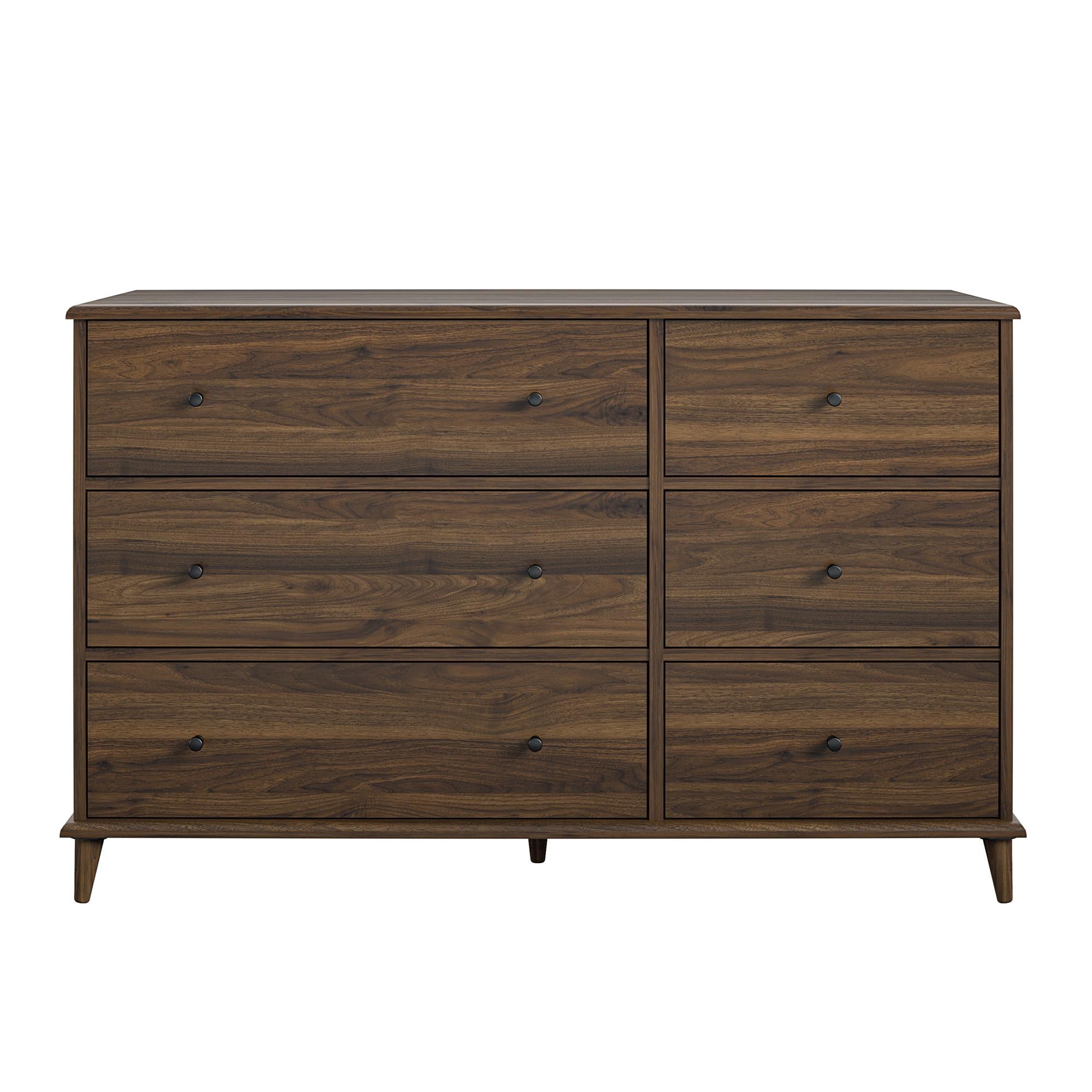 Ameriwood Home Farnsworth 6-Drawer Dresser - Florence Walnut - 6 Drawer