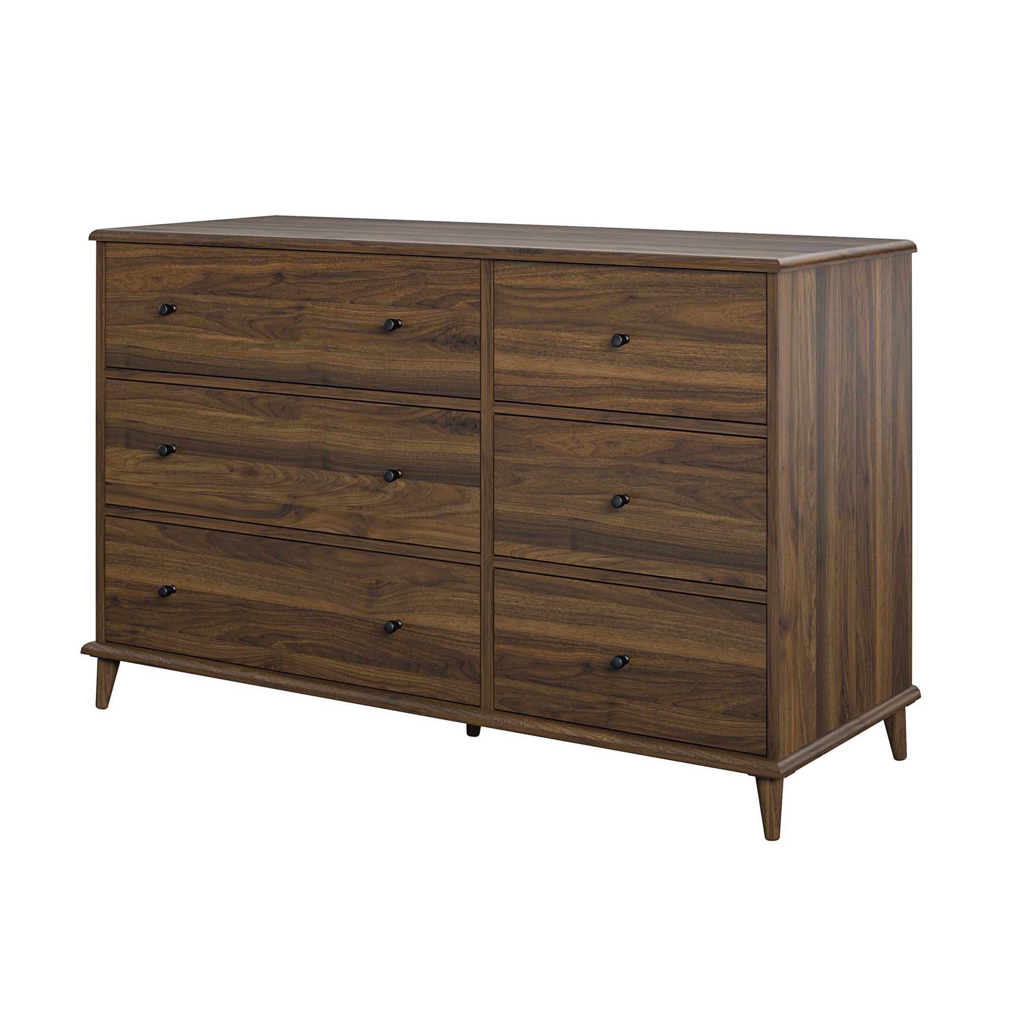 Ameriwood Home Farnsworth 6-Drawer Dresser - Florence Walnut - 6 Drawer