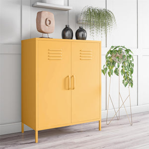 Novogratz Cache 2 Door Metal Locker Style Storage Accent Cabinet - Yellow