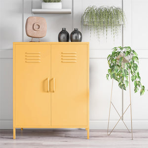 Novogratz Cache 2 Door Metal Locker Style Storage Accent Cabinet - Yellow