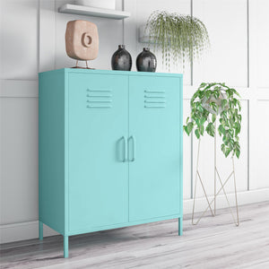 Novogratz Cache 2 Door Metal Locker Style Storage Accent Cabinet - Spearmint
