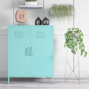 Novogratz Cache 2 Door Metal Locker Style Storage Accent Cabinet - Spearmint