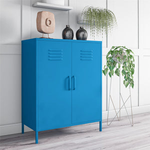 Novogratz Cache 2 Door Metal Locker Style Storage Accent Cabinet - Bright Blue