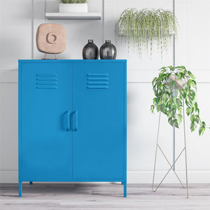 Novogratz Cache 2 Door Metal Locker Style Storage Accent Cabinet - Bright Blue