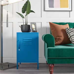 Novogratz Cache Metal Locker Style Living Room End Table - Bright Blue